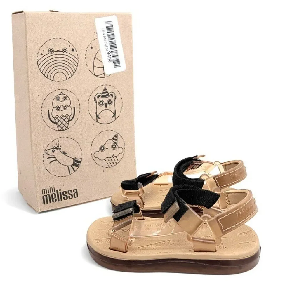 Mini Melissa Toddler Mini Papete + Rider BB Sandal 7 Beige Black NIB